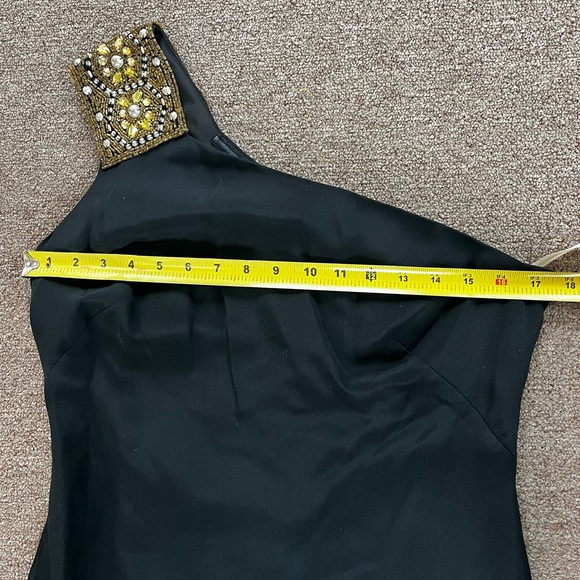 Marchesa Notte Formal one Shoulder Black Beaded Evening Gown Maxi Dress Size 8 - Picture 10 of 13